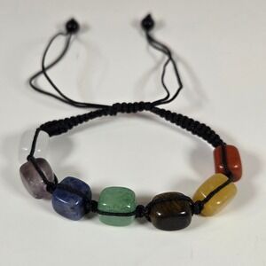 7 Chakra Natural Stone Macrame Bracelet Adjustable Beaded